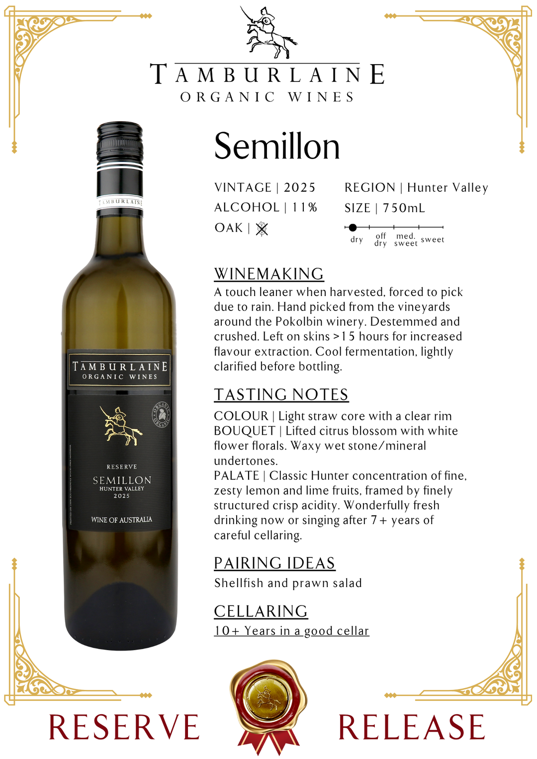 2025 Reserve Hunter Valley Semillon