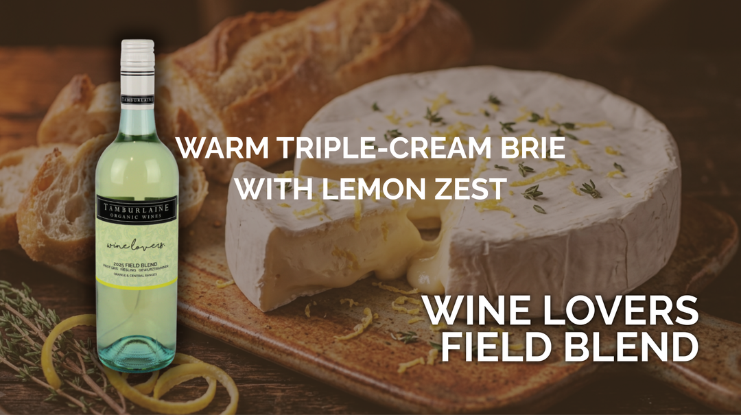 Wine Lovers Field Blend Meets Warm Triple-Cream Brie with Lemon Zest
